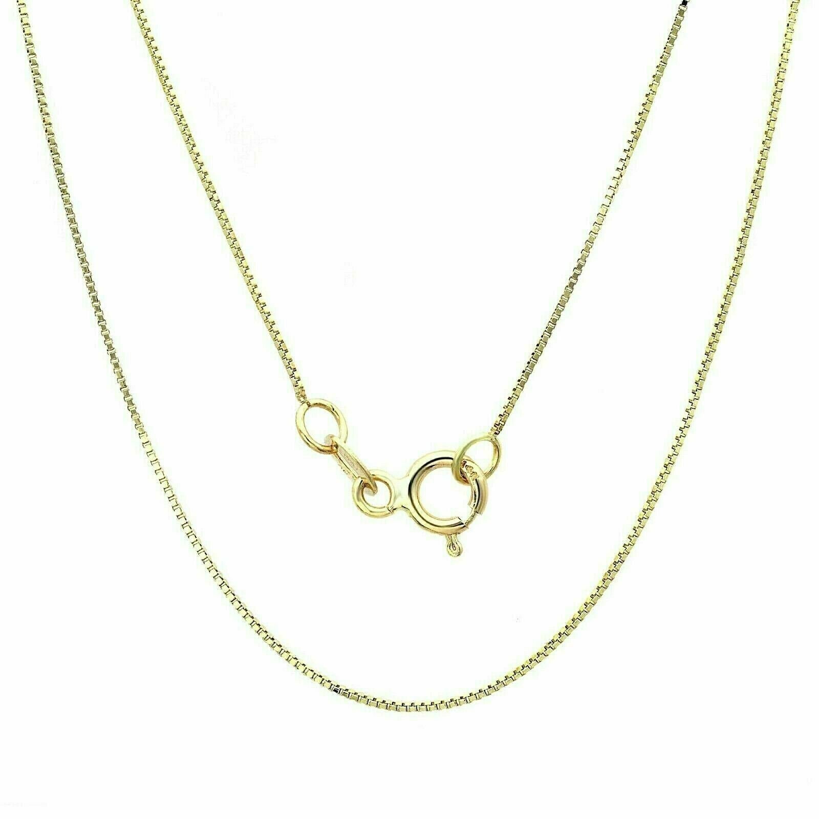 14K Solid Yellow Gold Box Necklace Chain 0.50mm 16” Inch Real 14k Yellow Gold