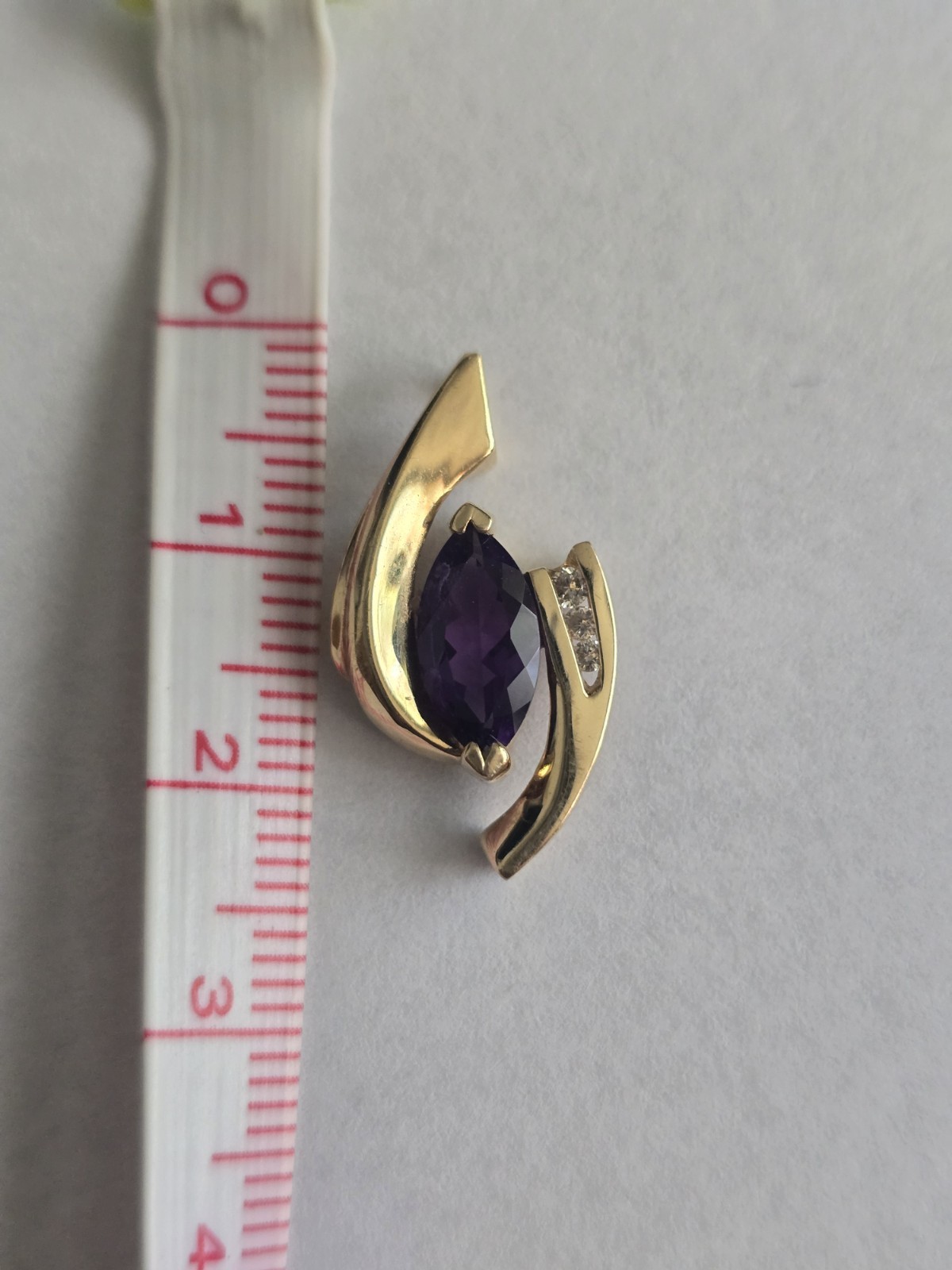 14K Yellow Gold Marquise Purple Amethyst Prong-Set Pendant