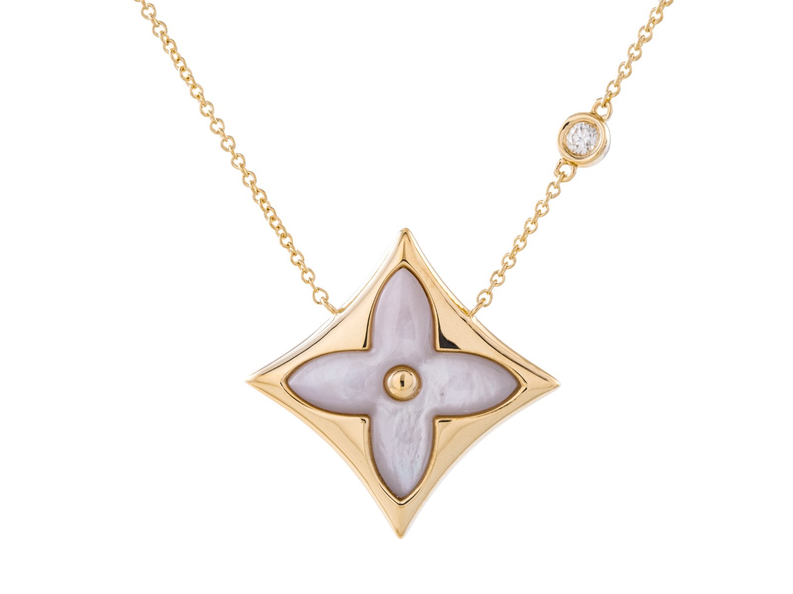 14K Yellow Gold Mother Of Pearl Fashion Necklace