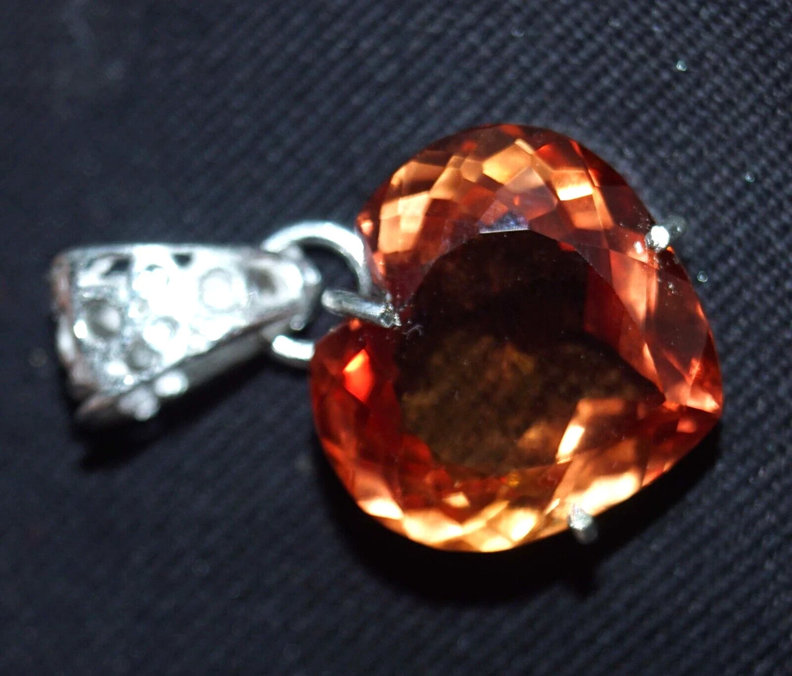 Natural Orange Sapphire 18 Ct Heart Cut 925 Solid Silver Pendant Gemstone+ Gift
