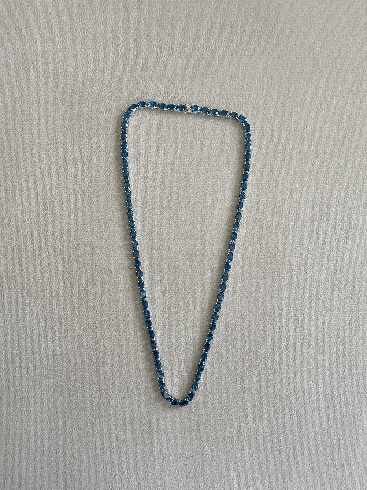 Womens Oval London Blue Topaz 925 Sterling Silver Tennis Necklace, 18in, New