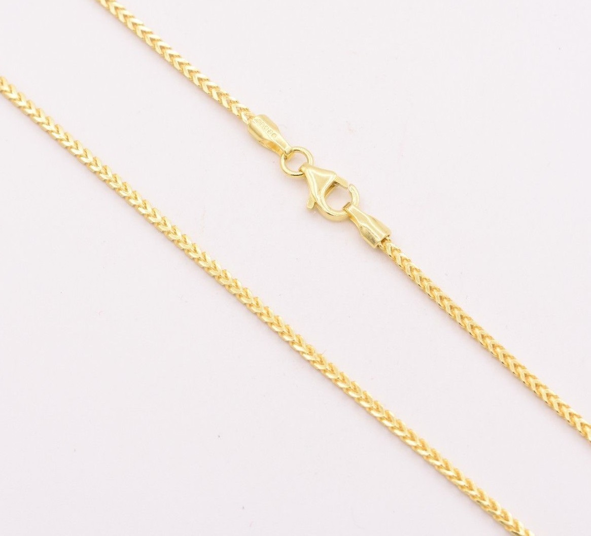 1.5mm Franco Solid Chain Necklace 14K Yellow Gold-Plated Sterling Silver 925