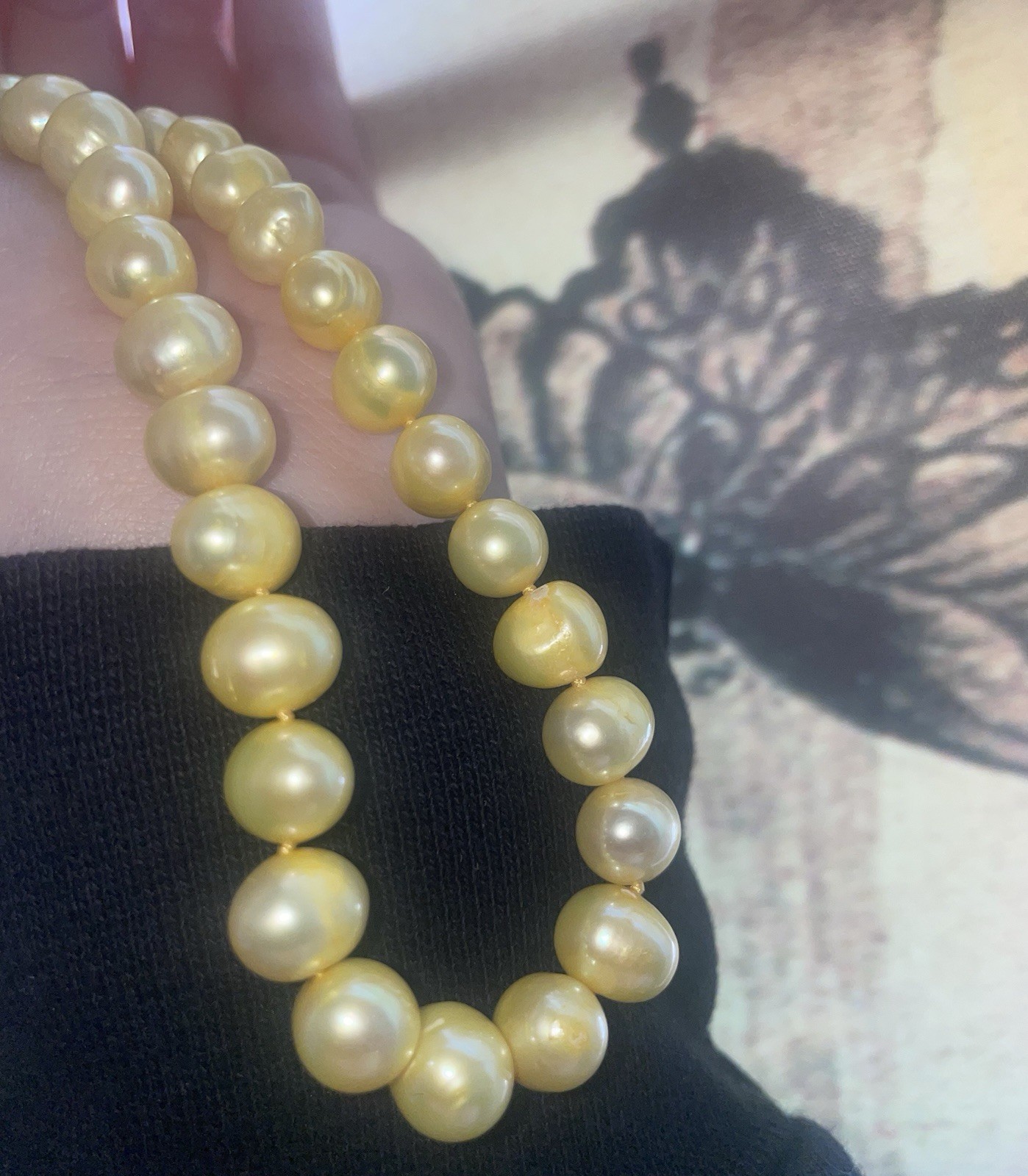 Natural Golden South Sea Pearl Necklace 14k Clasp 10-12mm 15”AAAA