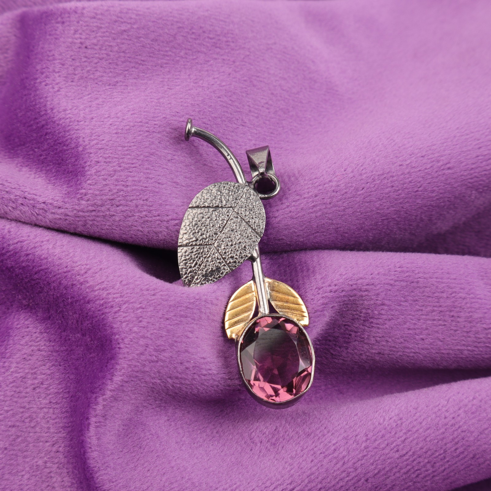 925 Silver Faceted Rhodolite Stone Bezel Wife Artisan Trendy Engagement Pendant