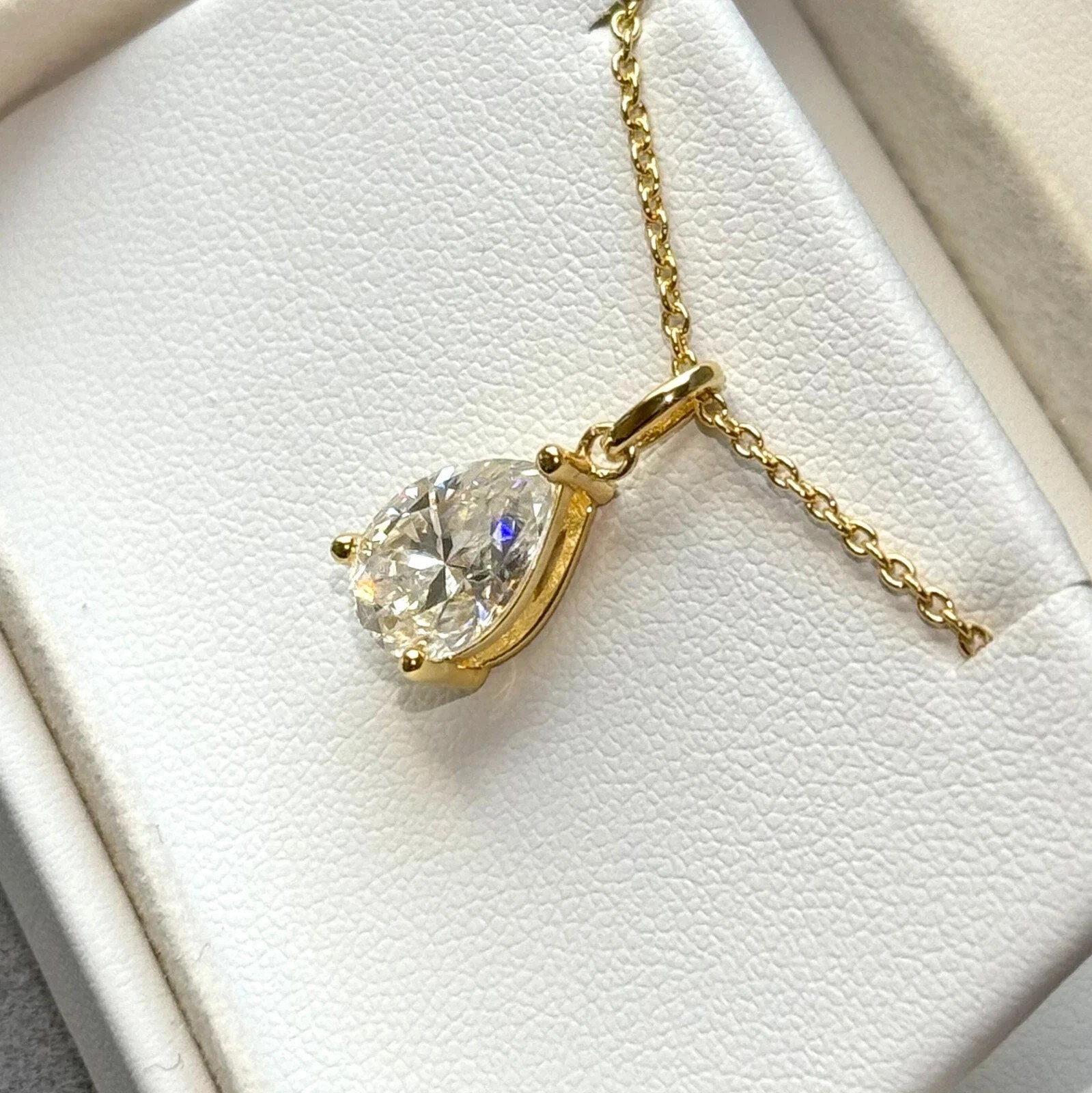 2Ct Pear Cut Lab-Created Diamond Solitaire Pendant 14K Yellow Gold Finish