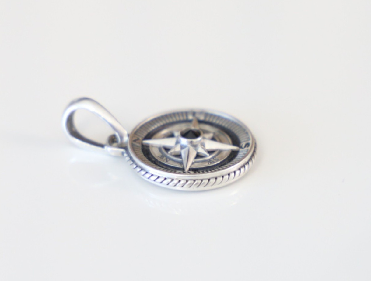David Yurman Men’s Sterling Silver Compass Amulet Pendant with DY Box