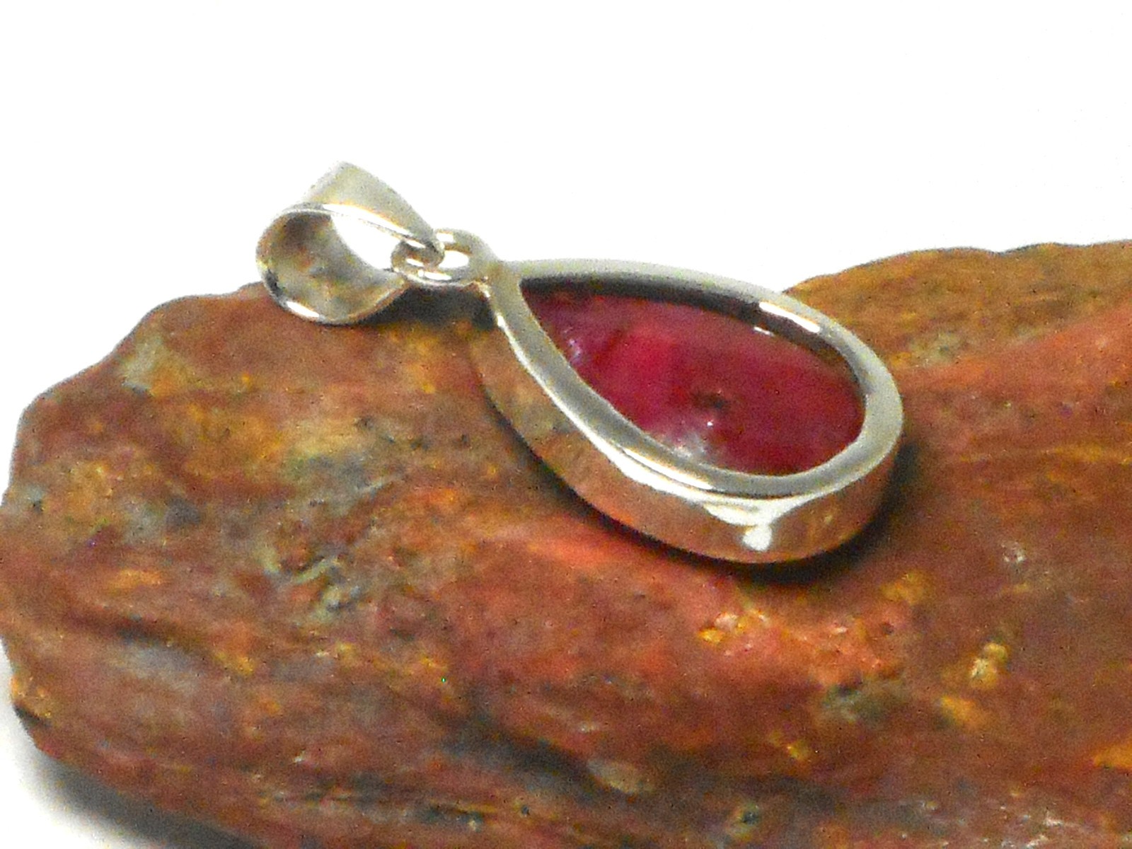 Pink Red RUBY Sterling Silver 925 Gemstone Pendant