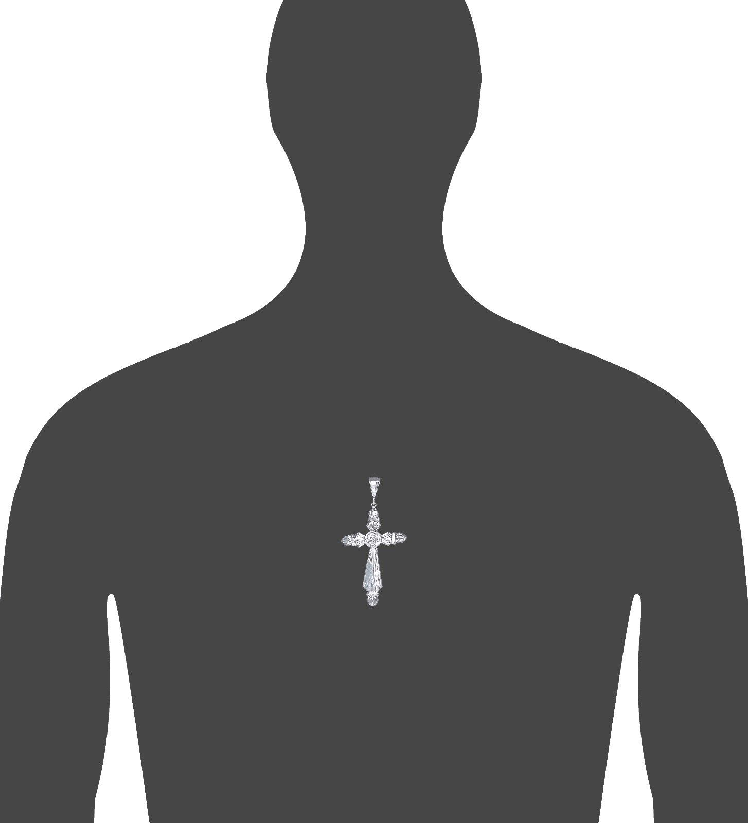 Sterling Silver Cross without Jesus Pendant Necklace with Diamond Cuts and Chain