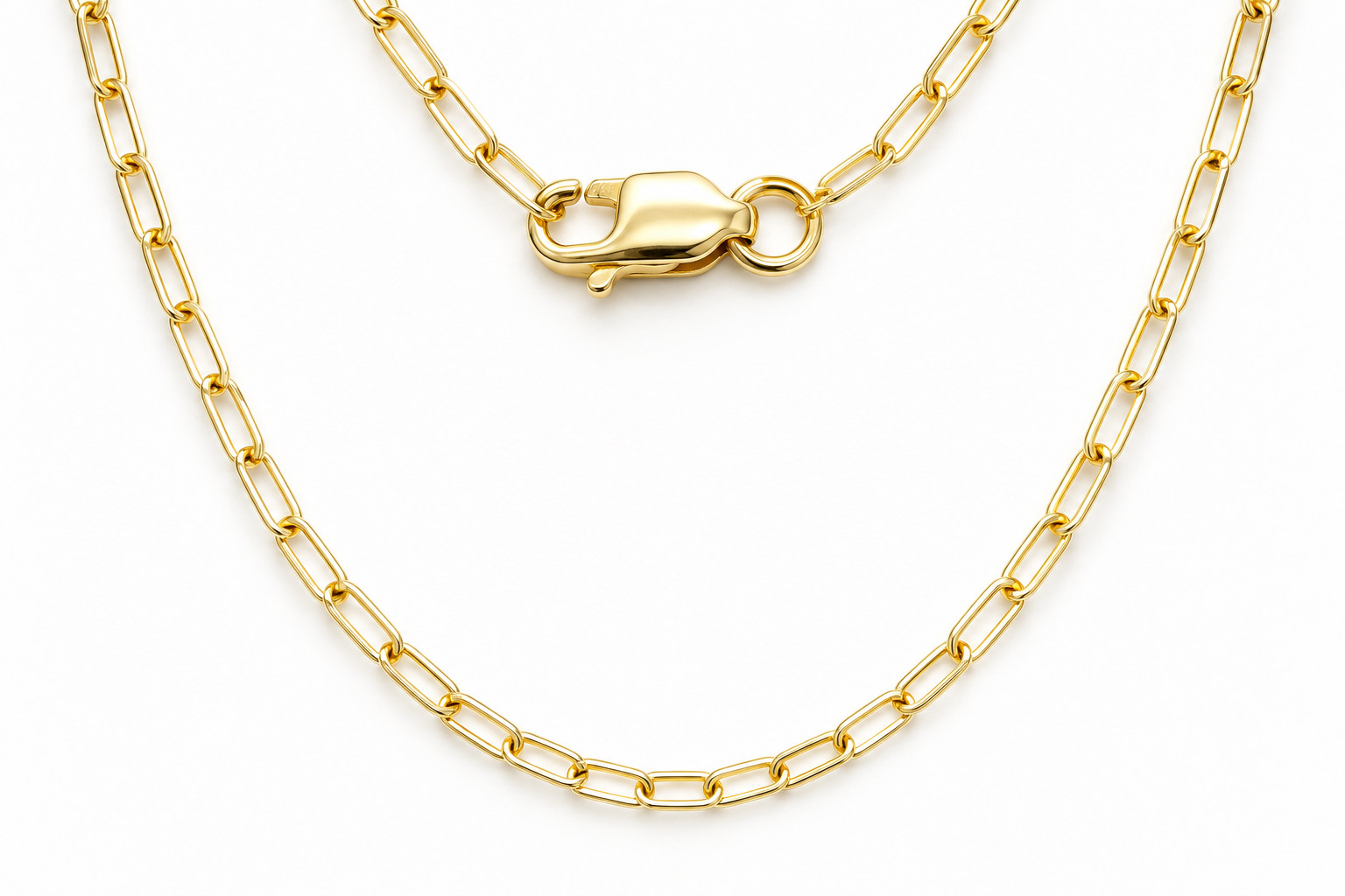 Genuine 9ct 9k 375 Yellow Gold Paper Clip Paperclip 45cm Necklace – Free Post