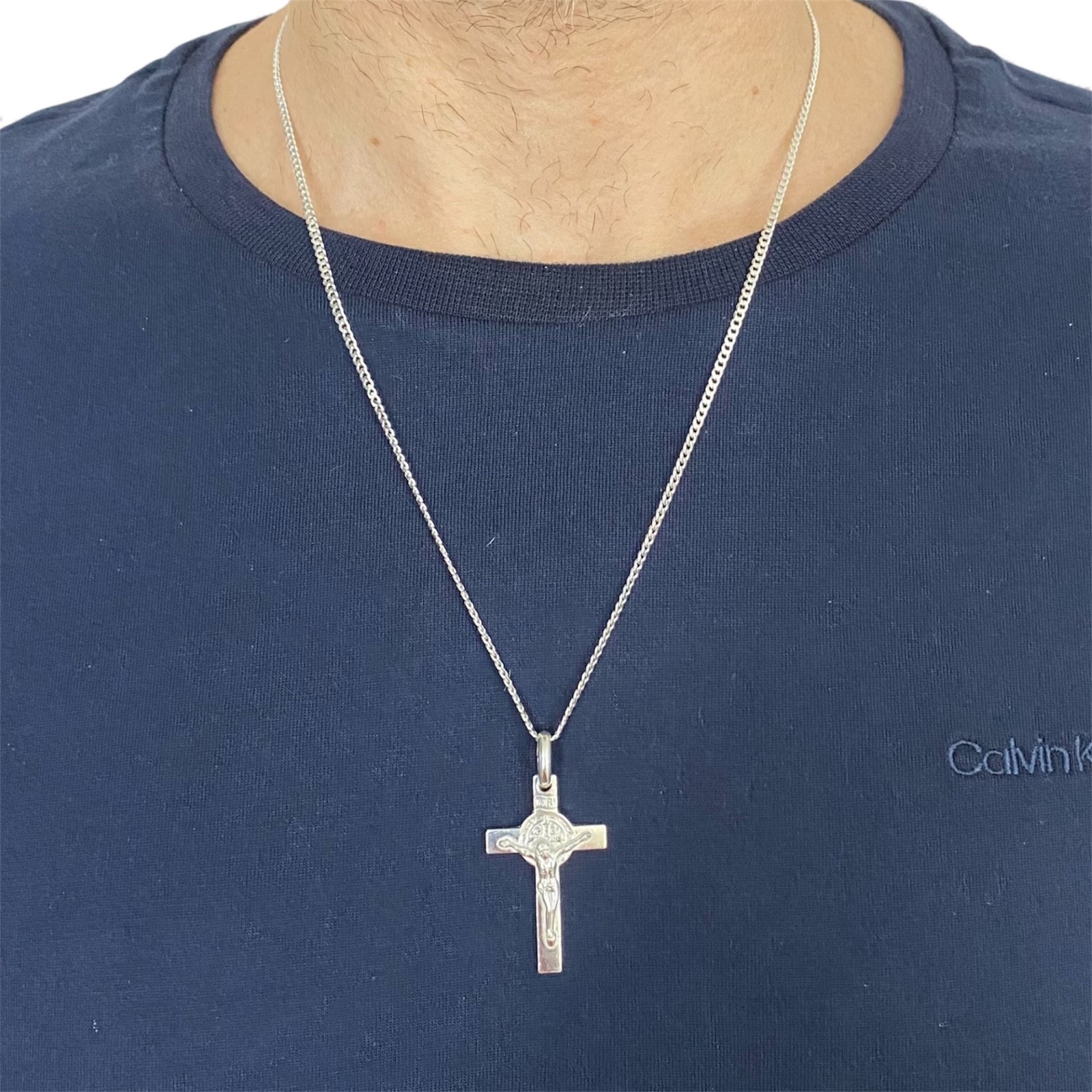 Solid 925 Sterling Silver Saint Benedict Cross Pendant San Benito Necklace-ESP40