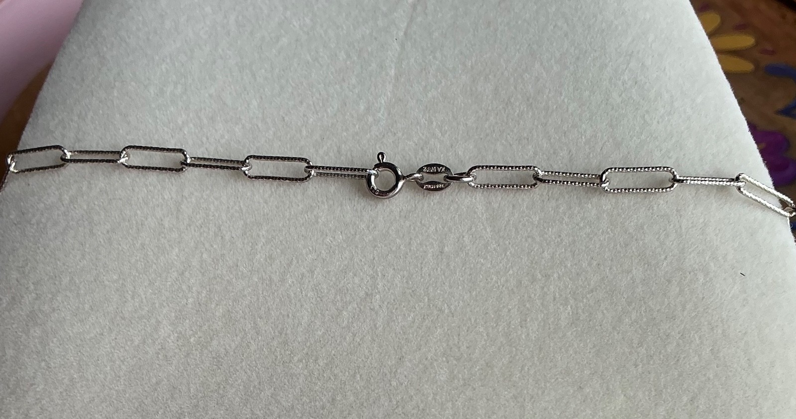 Sterling Silver Paperclip Chain Necklace 20″ – 925 Brushed Silver ITALY