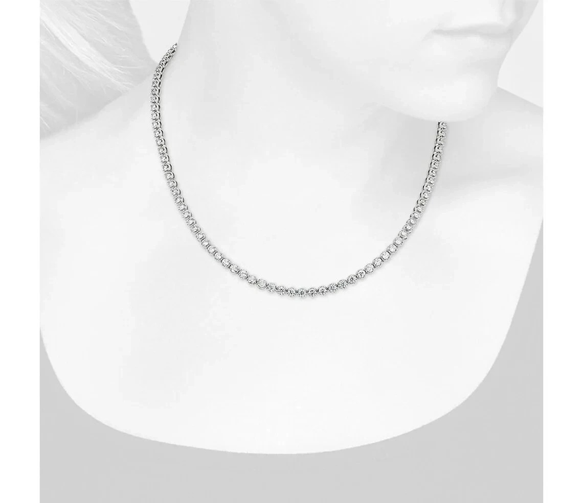 14K White Gold Plated 4mm D/VVS1 Moissanite Tennis Necklace Certified VVS1 18″