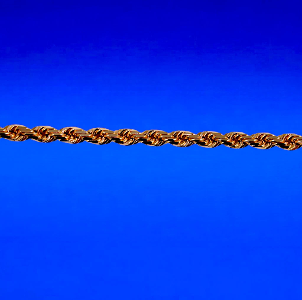 14K Rose Gold Rope Chain Necklace Bracelet Diamond Cut Real Gold 2mm-6mm 7″-30″