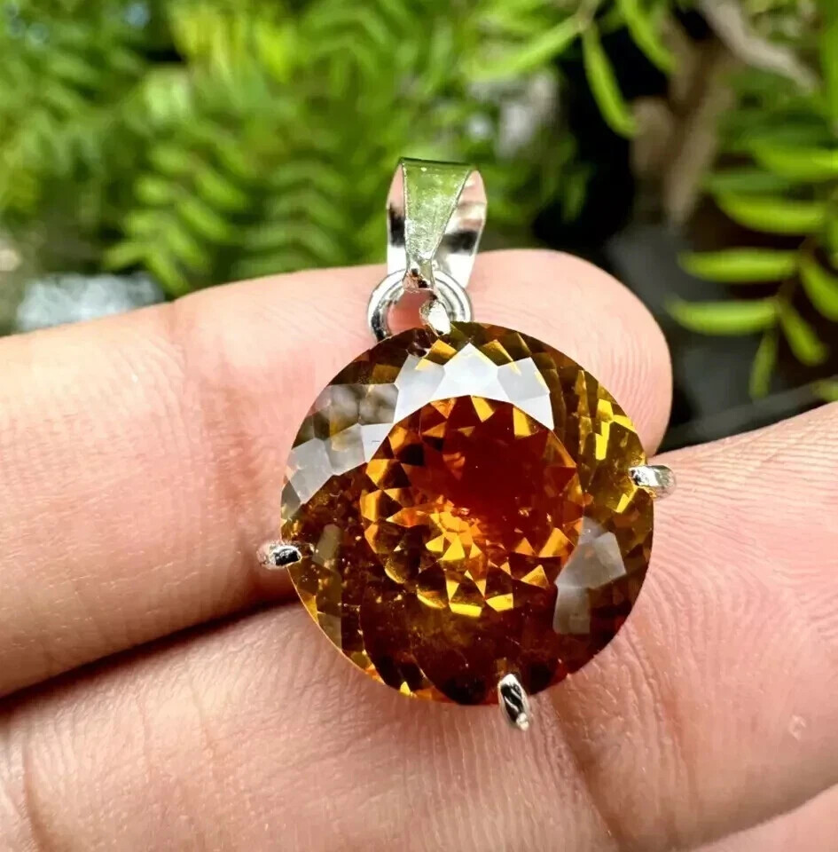 Natural 40 Ct Ceylon Orange Sapphire Round Cut AGL Certified Gemstone Pendant
