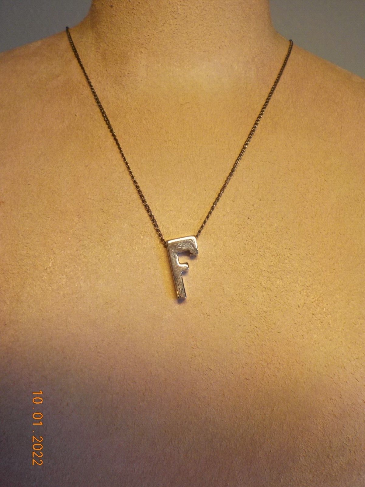 SS 925 MAKERS MARK (SYMBOL FOR MALE) INITIAL F PENDANT ON CHAIN LINK NECKLACES