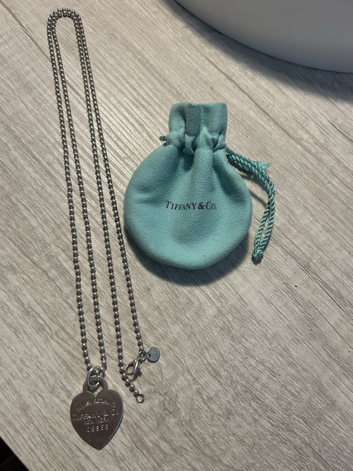 Tiffany & Co. Return to Tiffany 925 Silver Heart Tag Ball Chain Necklace