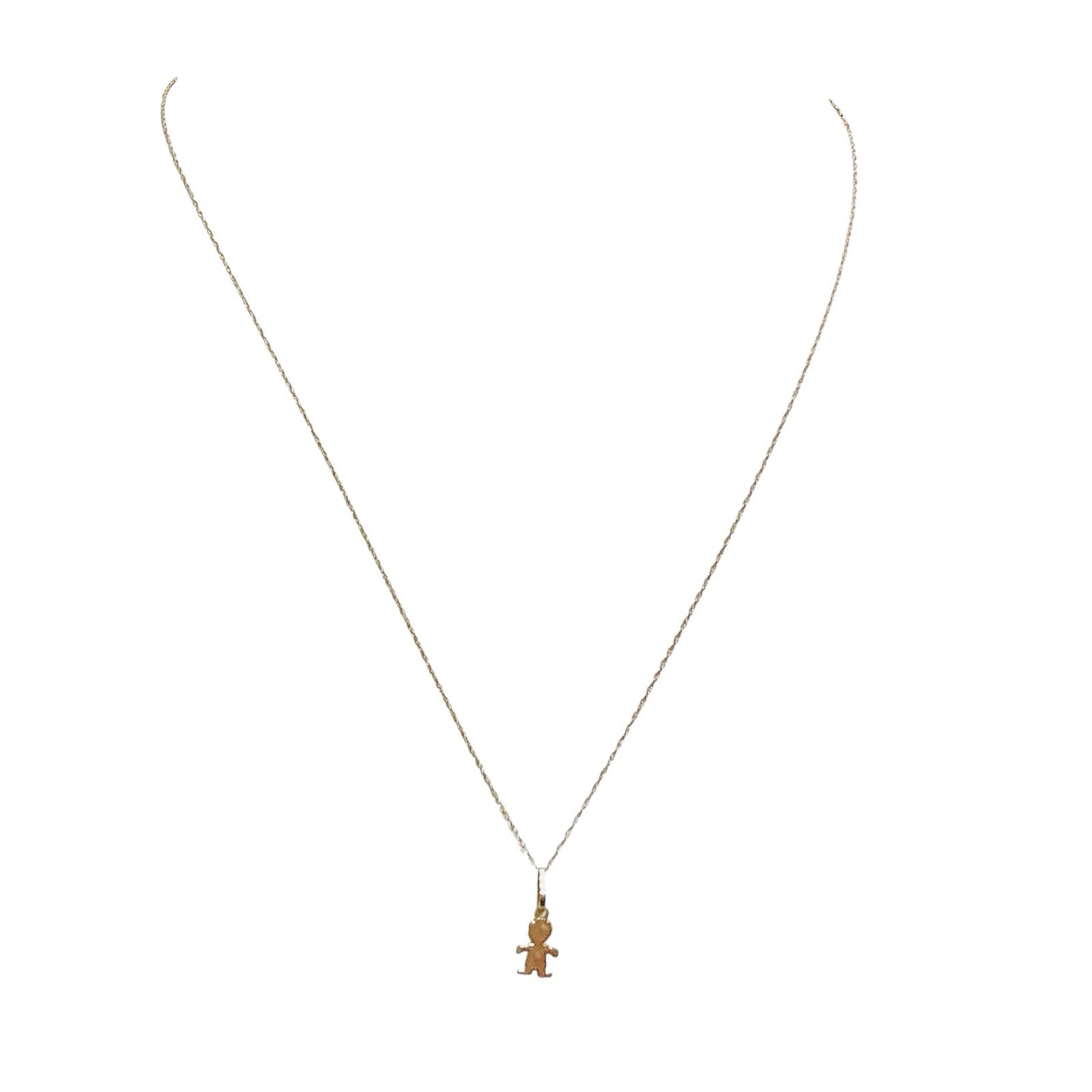 10k Gold Baby Boy Pendant Necklace Dainty Petite Chain New Mother Gift 0.7g