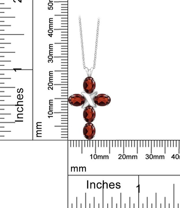 Without Chain 925 Sterling Silver 2.70 Carats Oval Red Garnet Cross Pendant