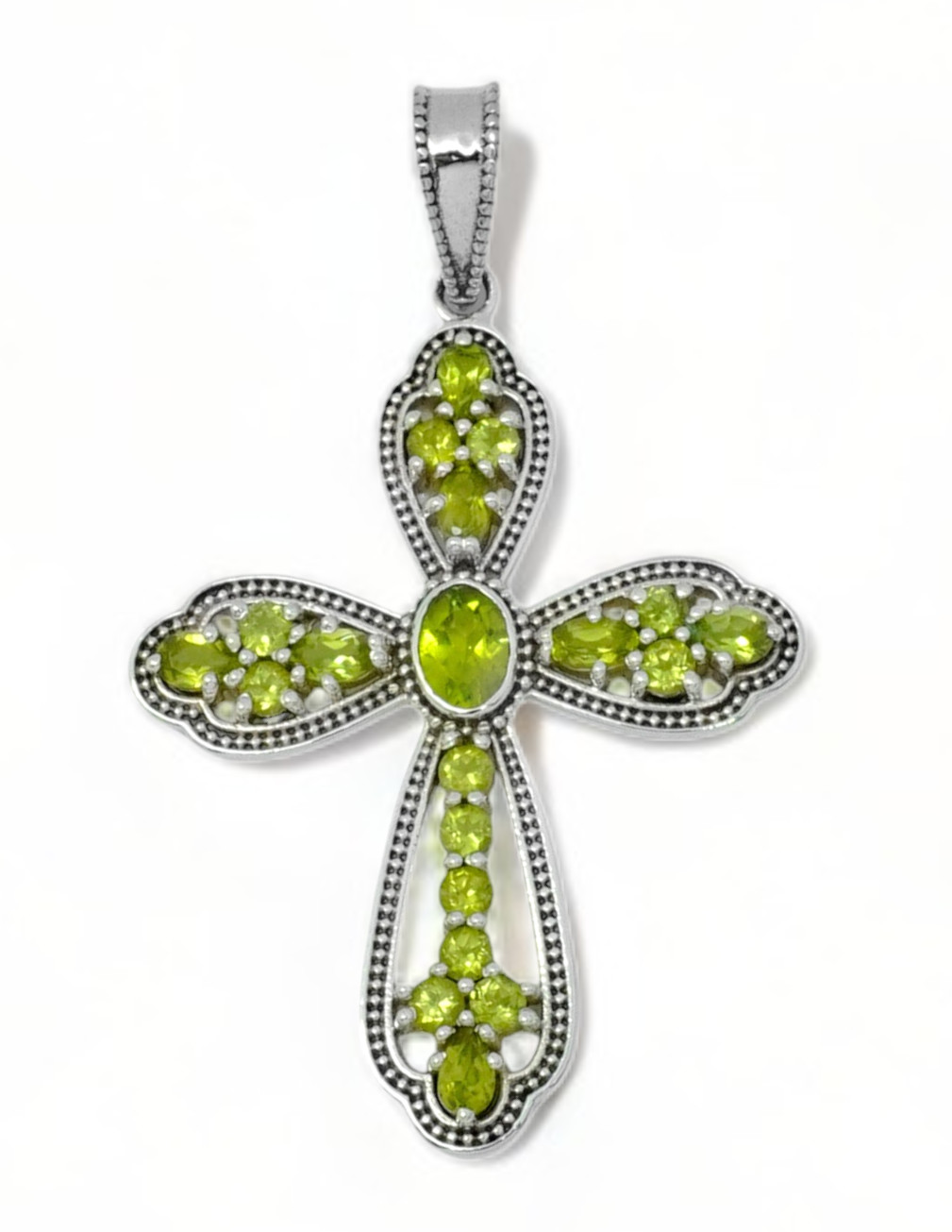 Peridot Gemstone Pendant Handmade Cross Pendant Jewelry For Unisex Gift Jewelry