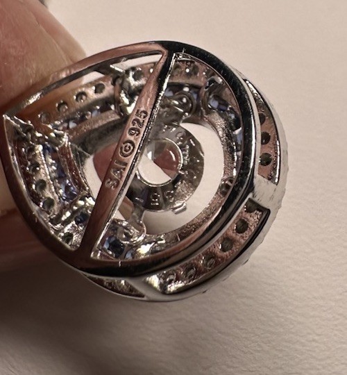 New lab-created Blue and White Sapphire Pendant Dancing Stone Sterling Silver