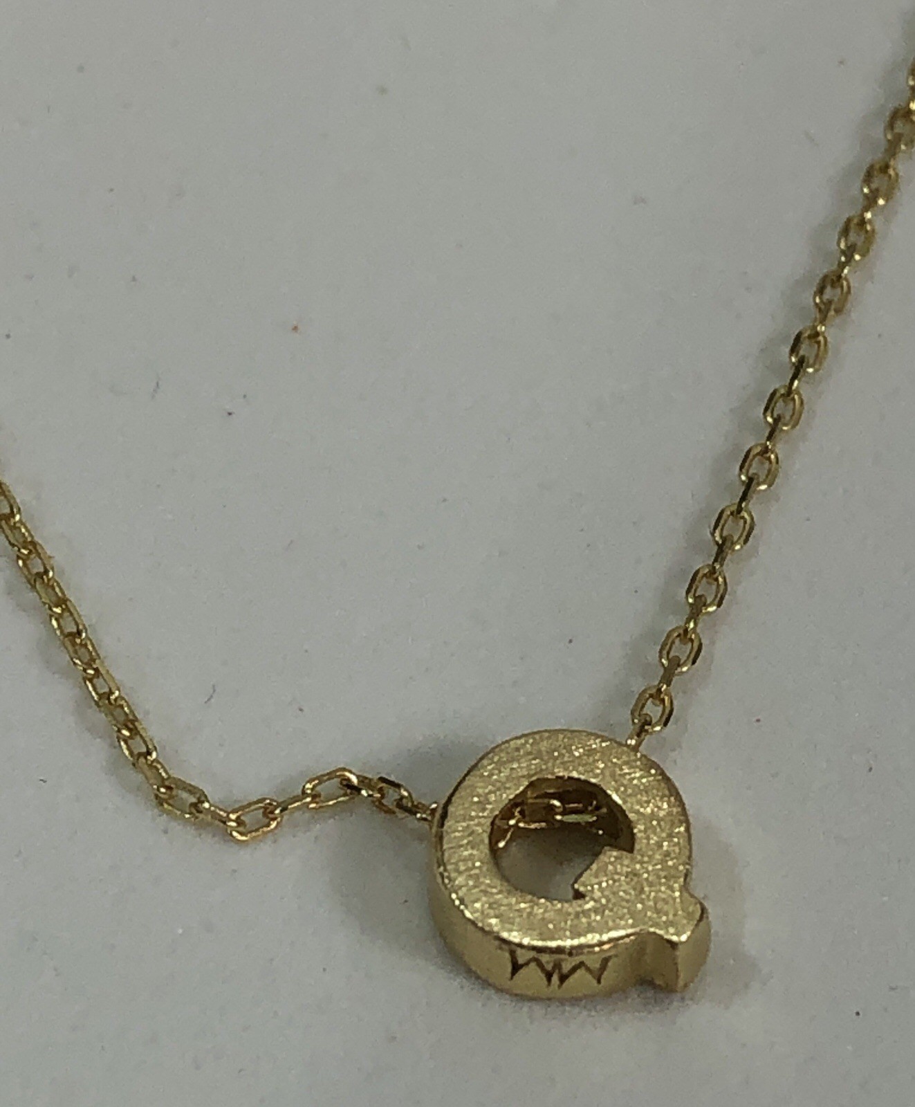 Melinda Maria Necklace Sterling Silver Gold Plated Letter Initial Q 16 in – NWT