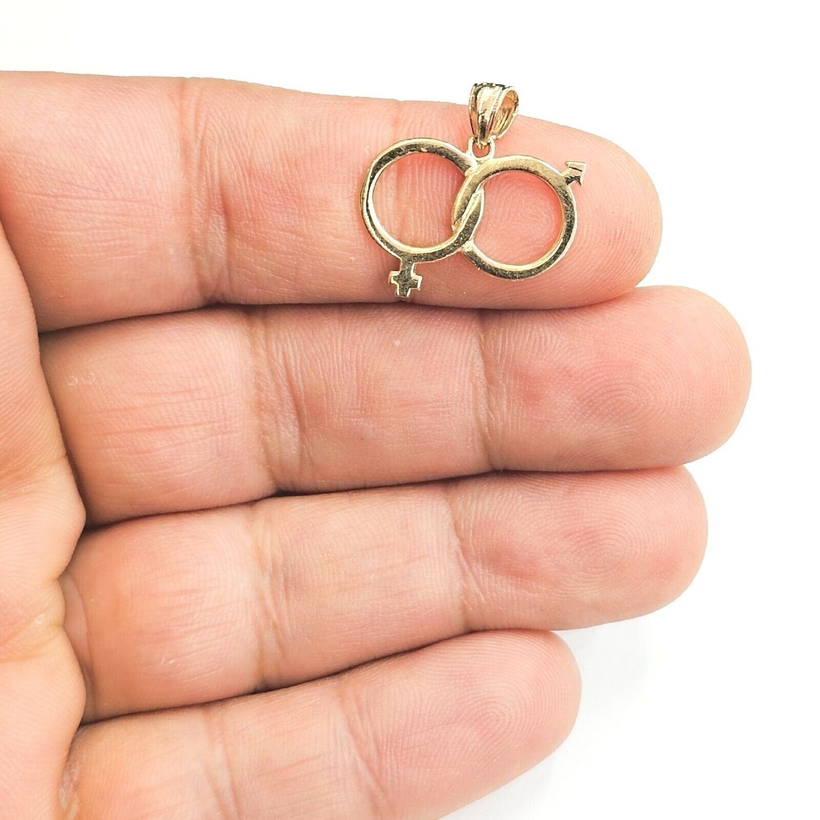 14k yellow Gold male female gender sign symbol Pendant charm fine jewelry 1.4g