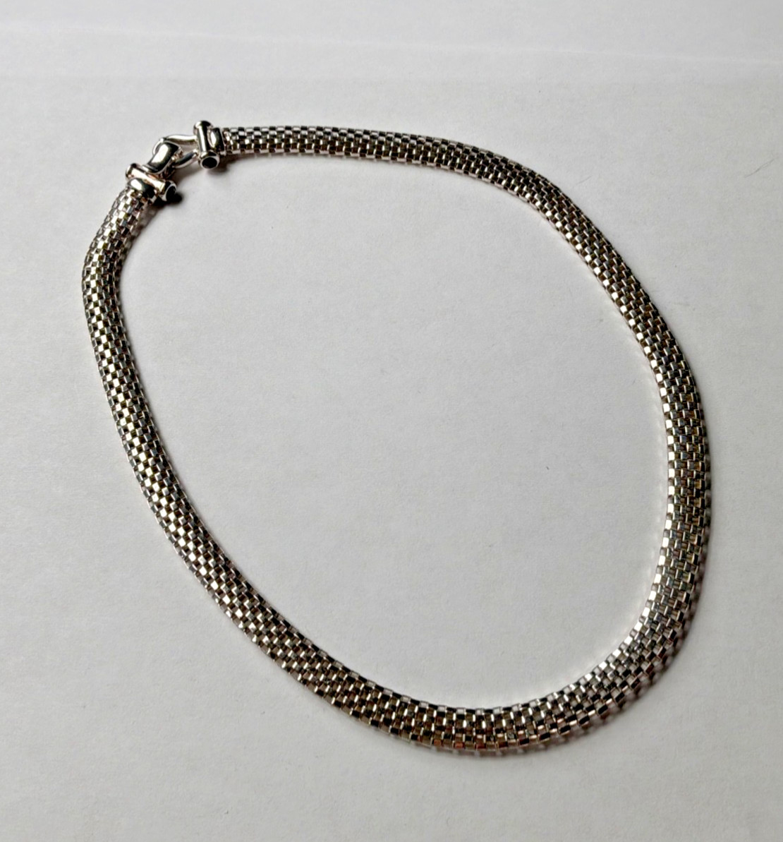Milor 925 Sterling Silver Italian 8mm Mesh Link Chain Necklace Womens 17 Inch