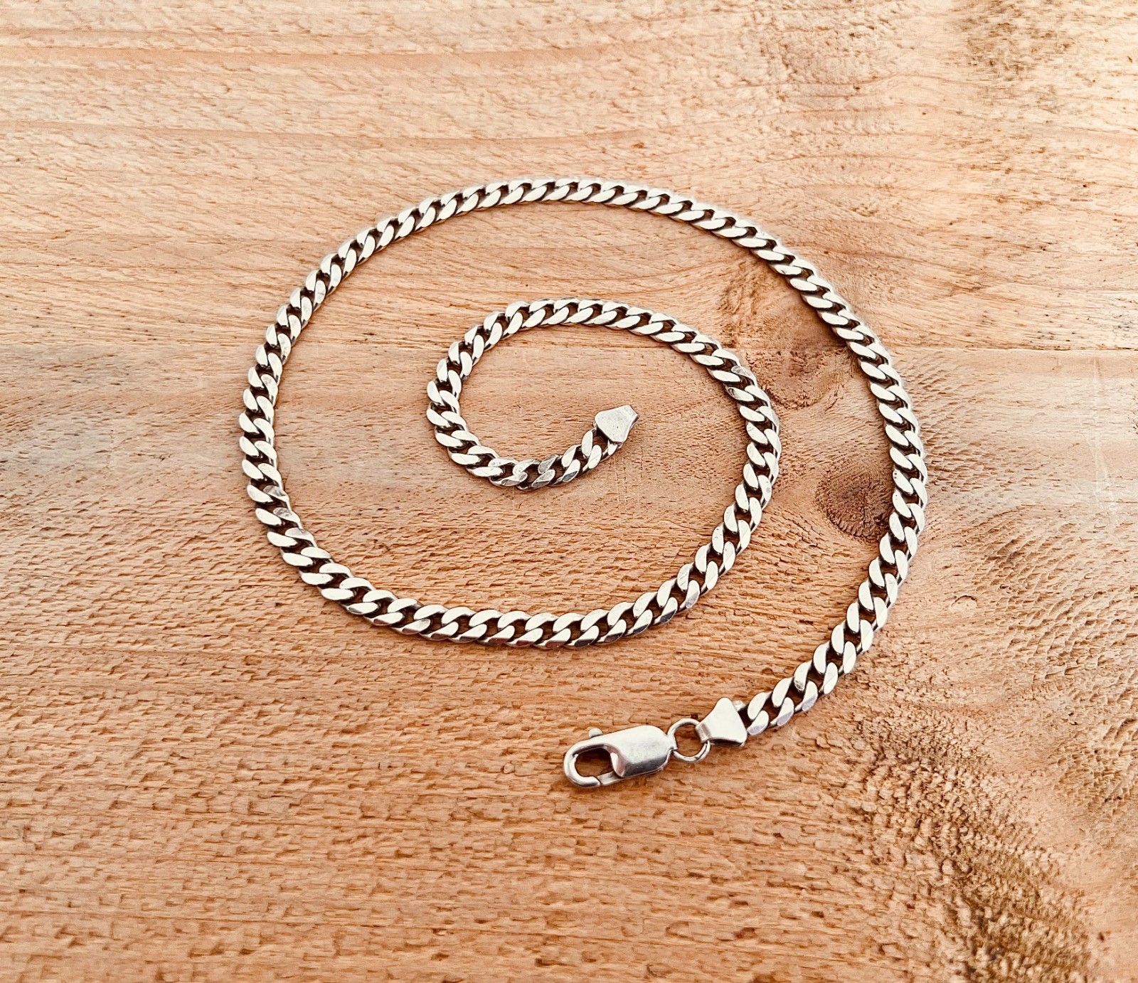 Solid Sterling Silver 18″ Curb Chain Necklace (25 Grams) Excellent Condition 5mm
