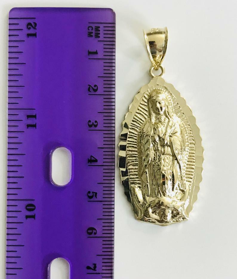 10K Solid Gold Virgen of Guadalupe Pendant, 10K Gold Virgen Mary Pendant- GP79