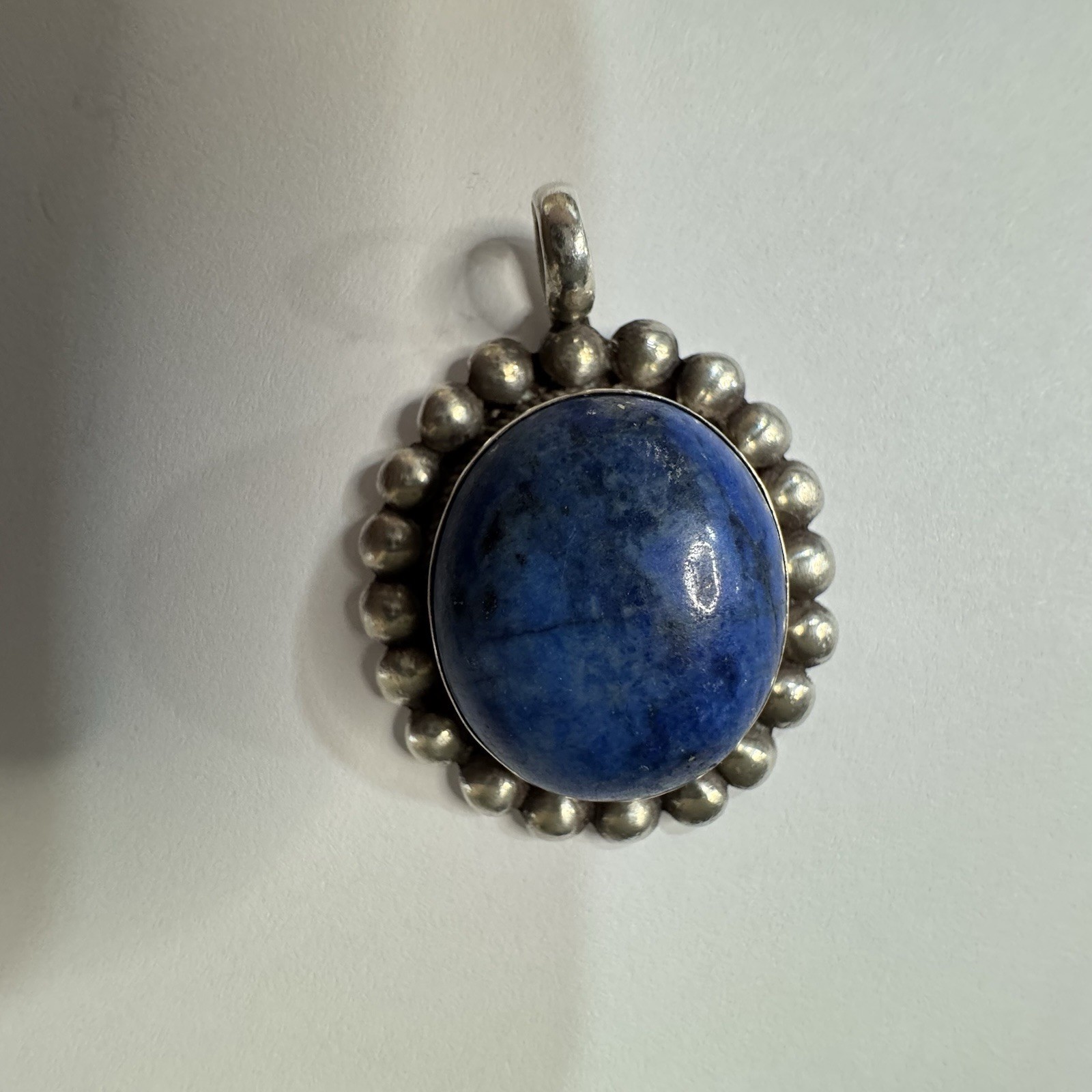 Unbranded Sterling Silver 925 Blue Oval Southwest Style Pendant