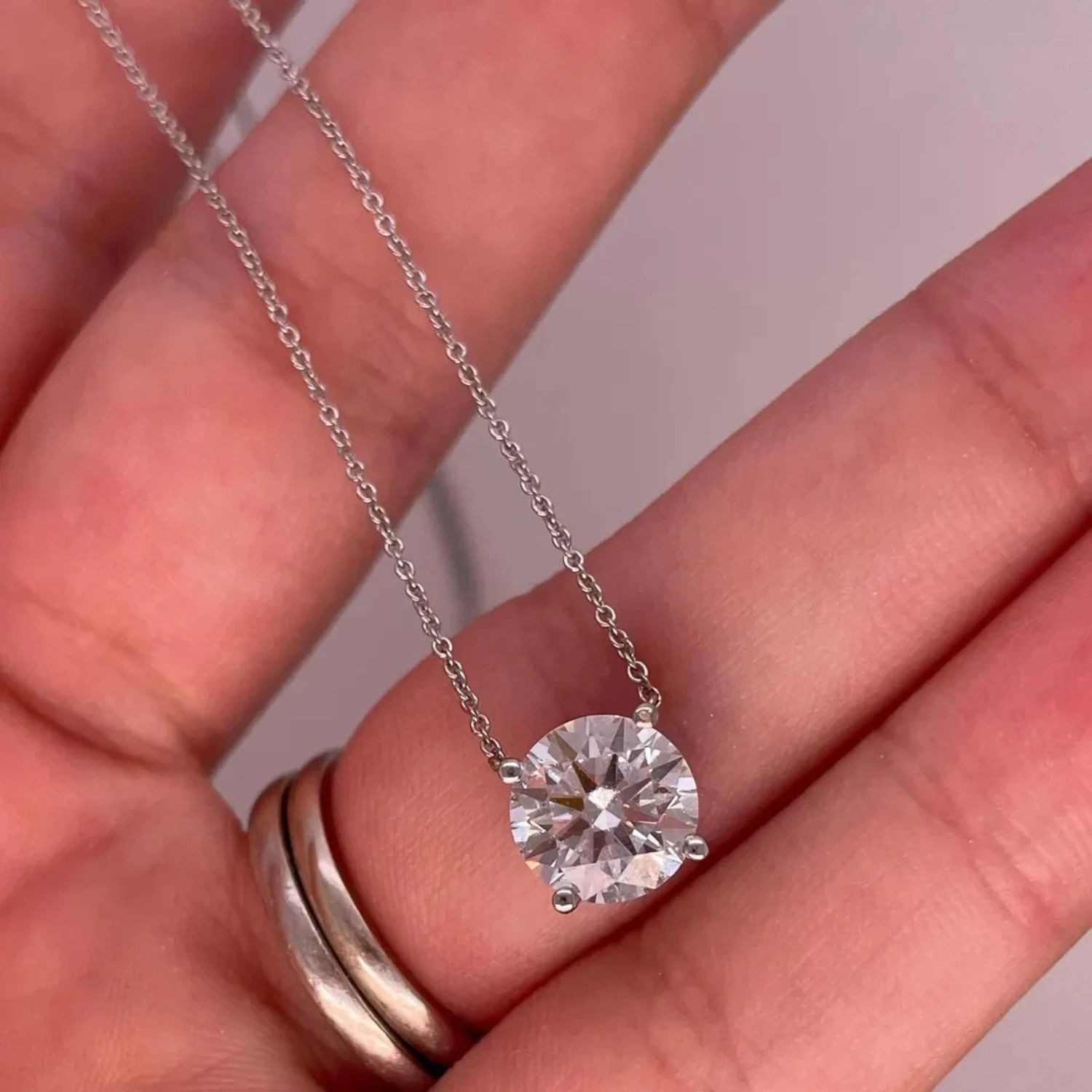 0.50 Ct Round Cut Lab Grown Diamond Solitaire Pendant Chain 925 Sterling Silver