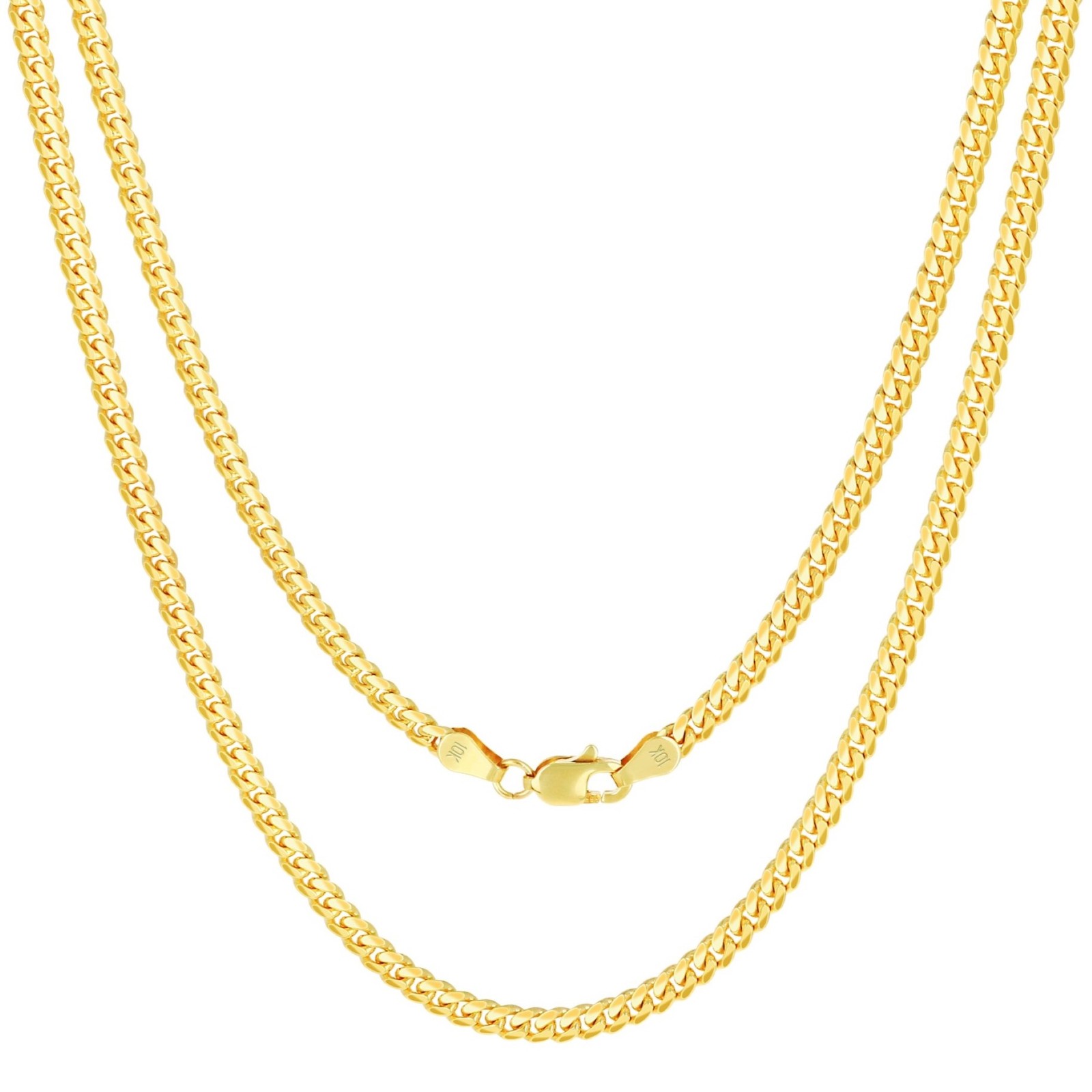 10K Yellow Gold Solid 3.5mm Miami Cuban Link Chain Necklace Mens Women 16″- 30″