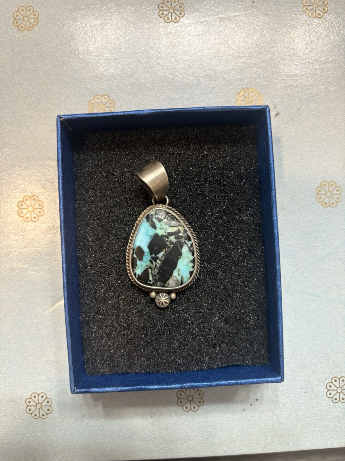 925 Sterling Silver Blue Moon Turquoise Pendant