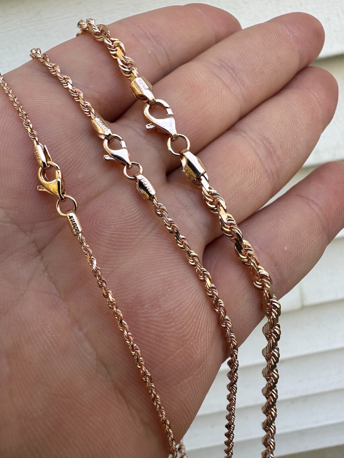 Solid 14k Rose Gold Men’s Women’s Real Rope Chain Necklace 1.5mm-4mm