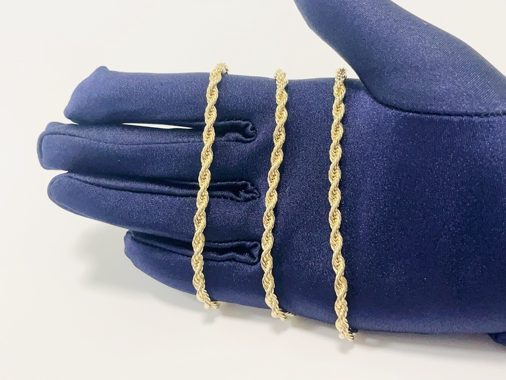 10K Yellow Gold SOLID Rope Chain Necklace Diamond Cut Real Gold 4mm 20inch