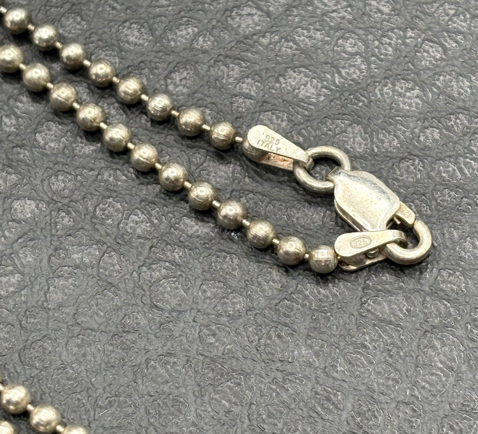 Vintage Sterling Silver 925 2.2MM Ball Bead Chain Italy Necklace 24″