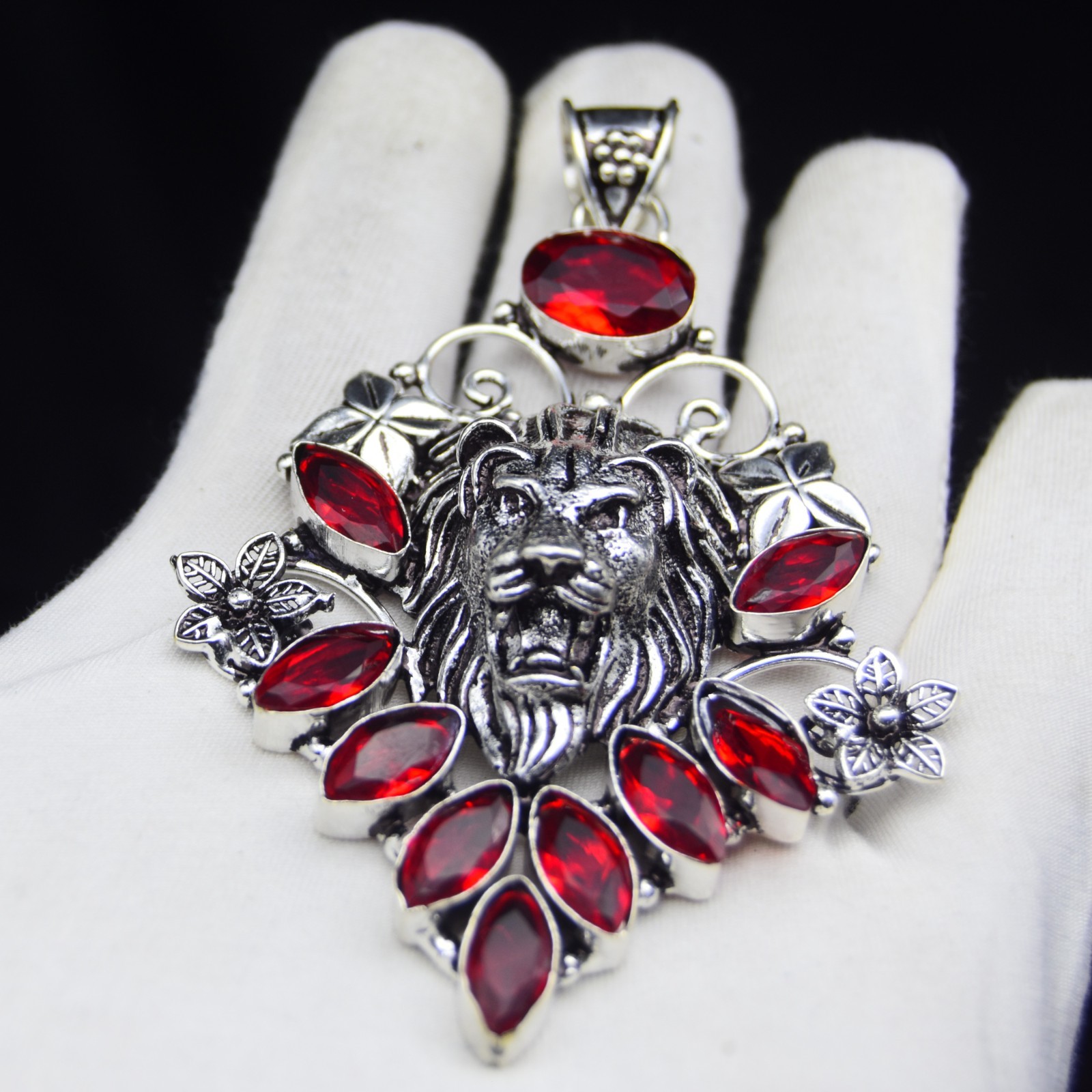 Mozambique Garnet Gemstone Pendant Handmade 925 Sterling Silver Jewelry 2.75″