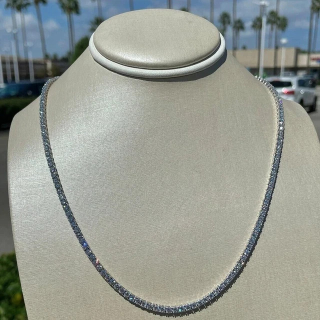 11CT Pear Cut Lab Created Diamond Women’s Tennis Necklace 14K White Gold Plated