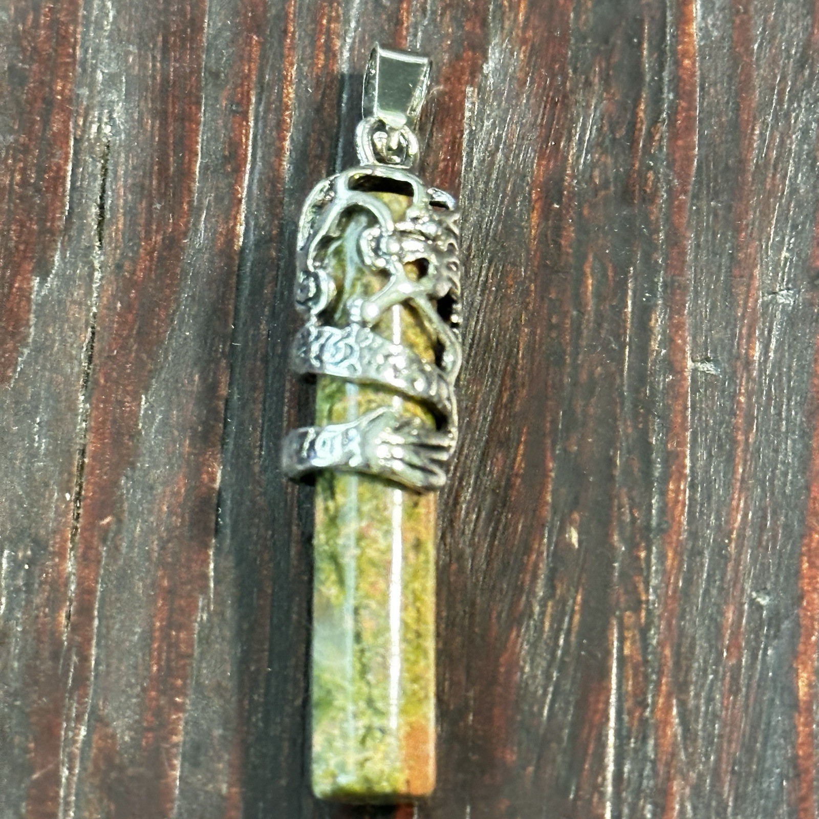 Dragon Unikit Pendant Silver Tone Engraved Metal Pendulum Charms Cylinder
