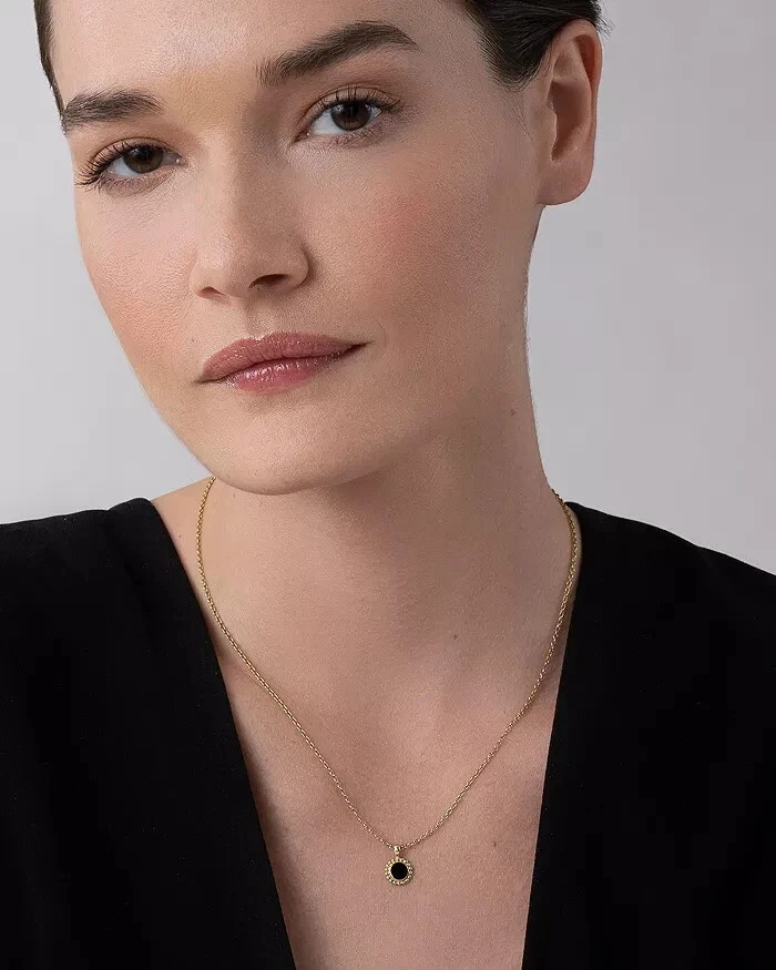 LAGOS Covet Necklace in Sterling Silver, 18K Gold, Black Onyx 18″ New Authentic