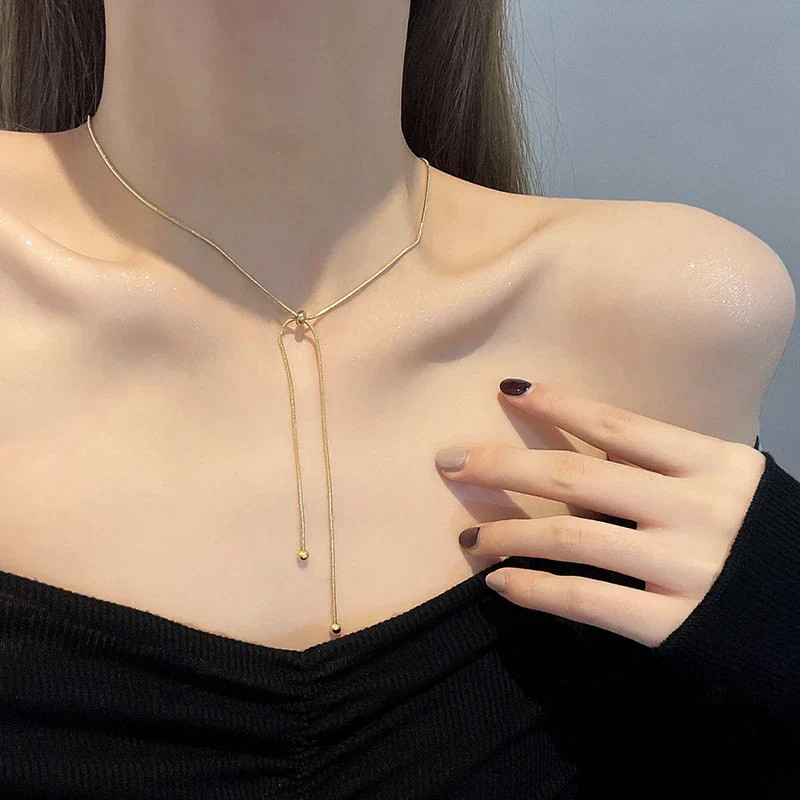 18K Yellow Gold Filled Adjustable Claspless Snake Chain Necklace fit 14″-25″inch