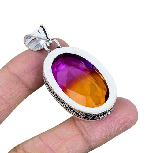 Awesome Ametrine Gemstone Handmade 925 Sterling Silver Jewelry Oval Cut Pendant