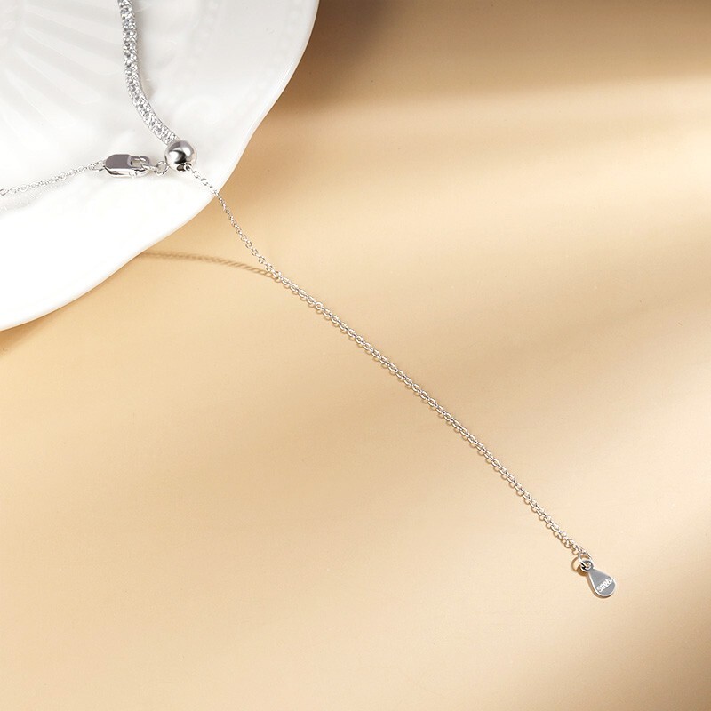 2mm Moissanite Tennis Chain Necklace 925 Sterling Silver Plated 14K White Gold