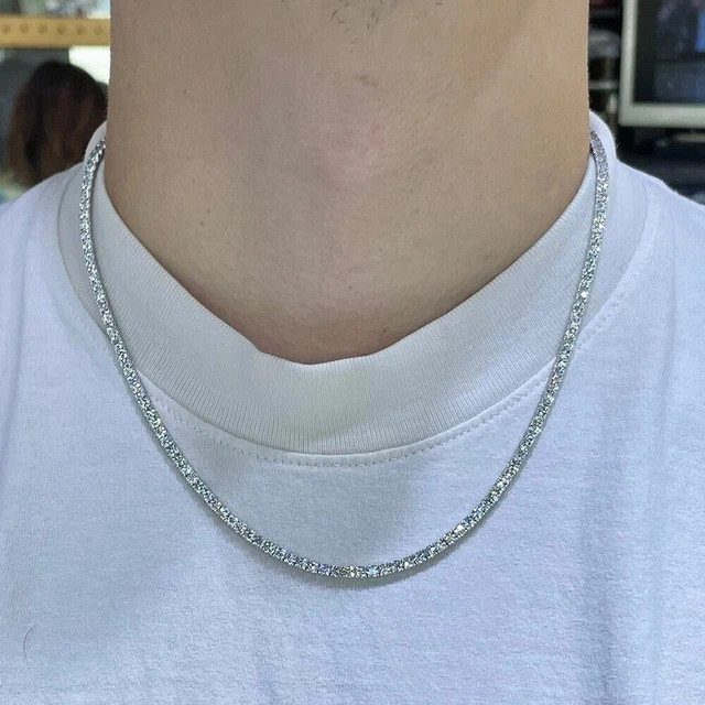 11CT Pear Cut Lab Created Diamond Women’s Tennis Necklace 14K White Gold Plated