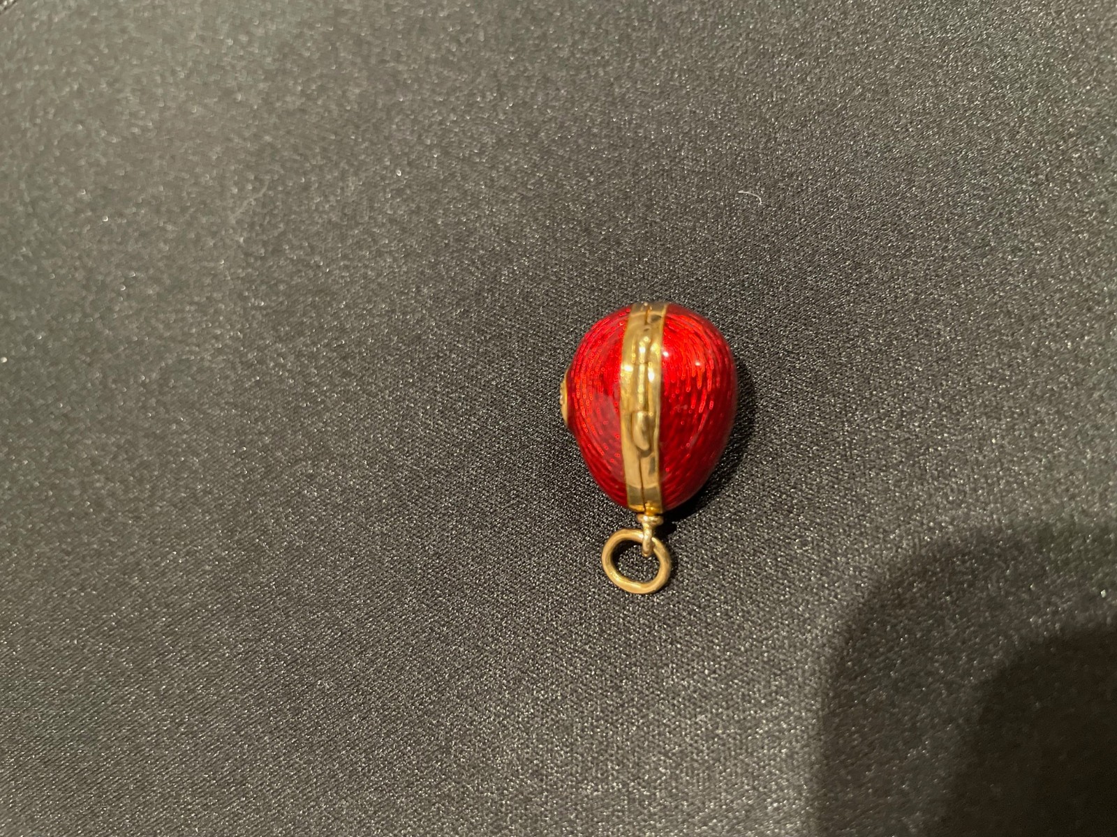 RARE FABERGE MINI EGG PENDANT 18K GOLD & DIAMOND HEART RED ENAMEL #/ED 200 PIECE