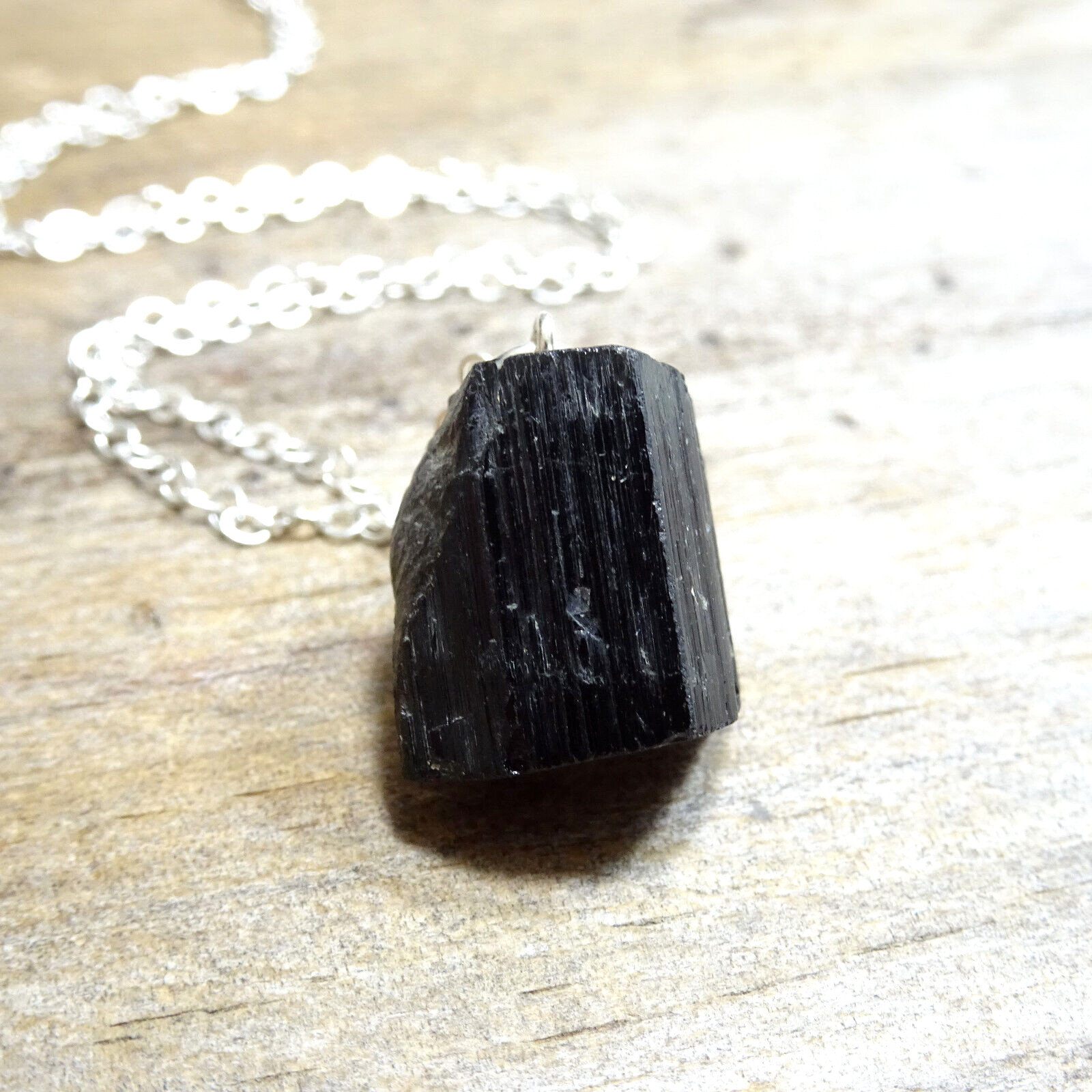 Crystal Raw Black Tourmaline Necklace Root Chakra Jewelry 925 Silver Chain Video