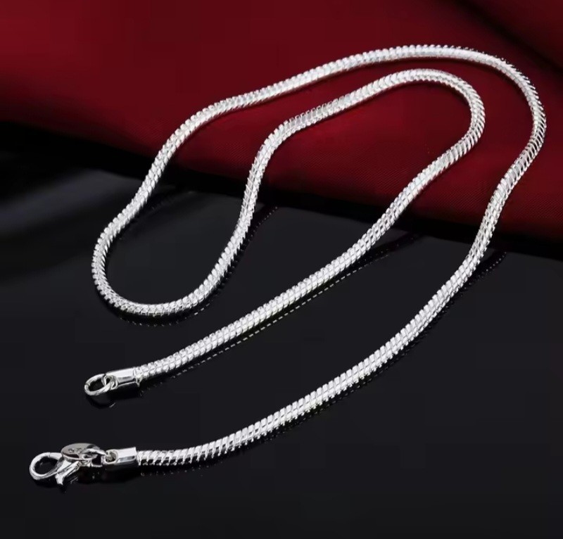 40-75cm 925 Sterling Silver 1MM-3MM solid Snake Chain Necklace For Men Women