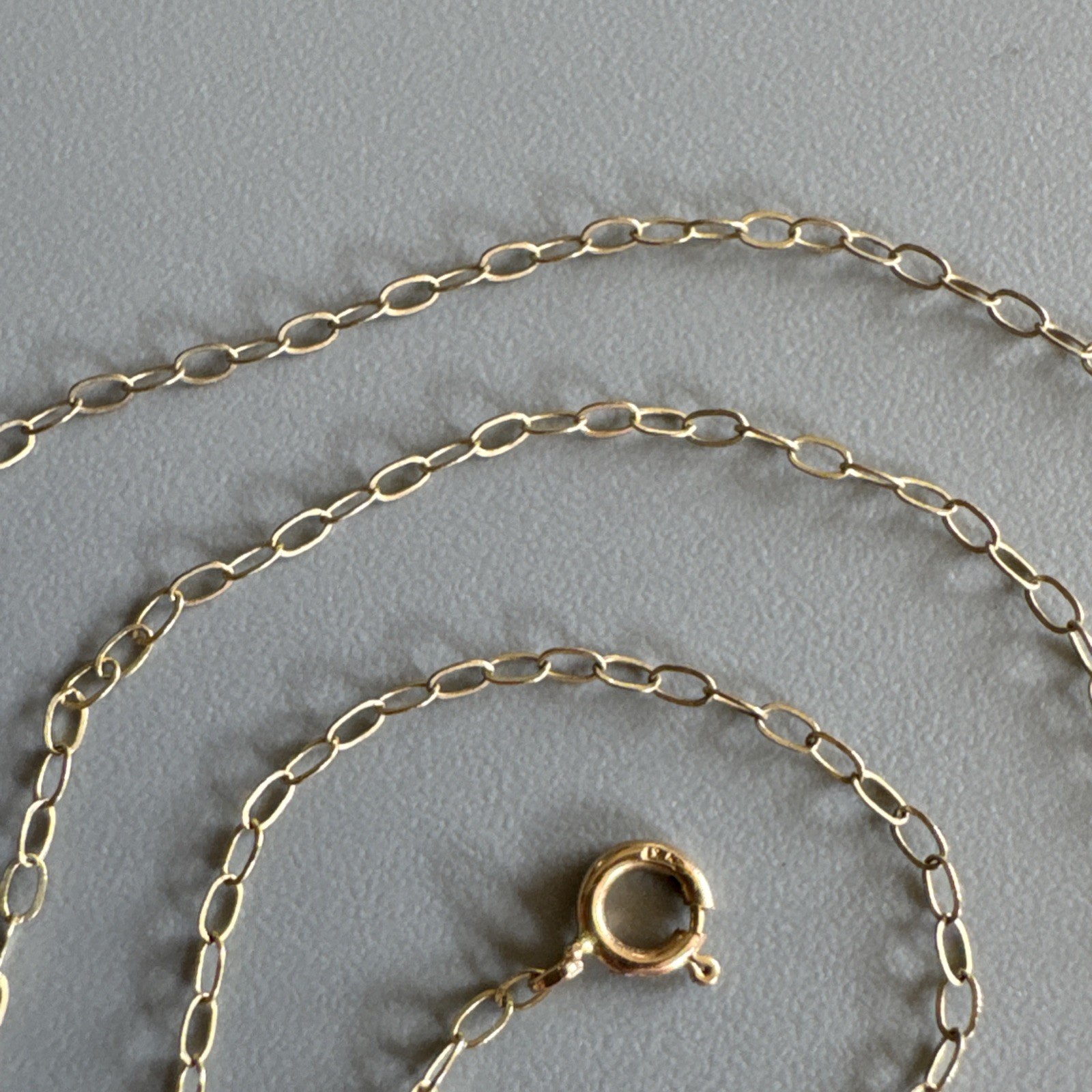 9ct Yellow Gold 375 Fine 1.3mm Oval Link Cable Chain Necklace 16” XRF Tested