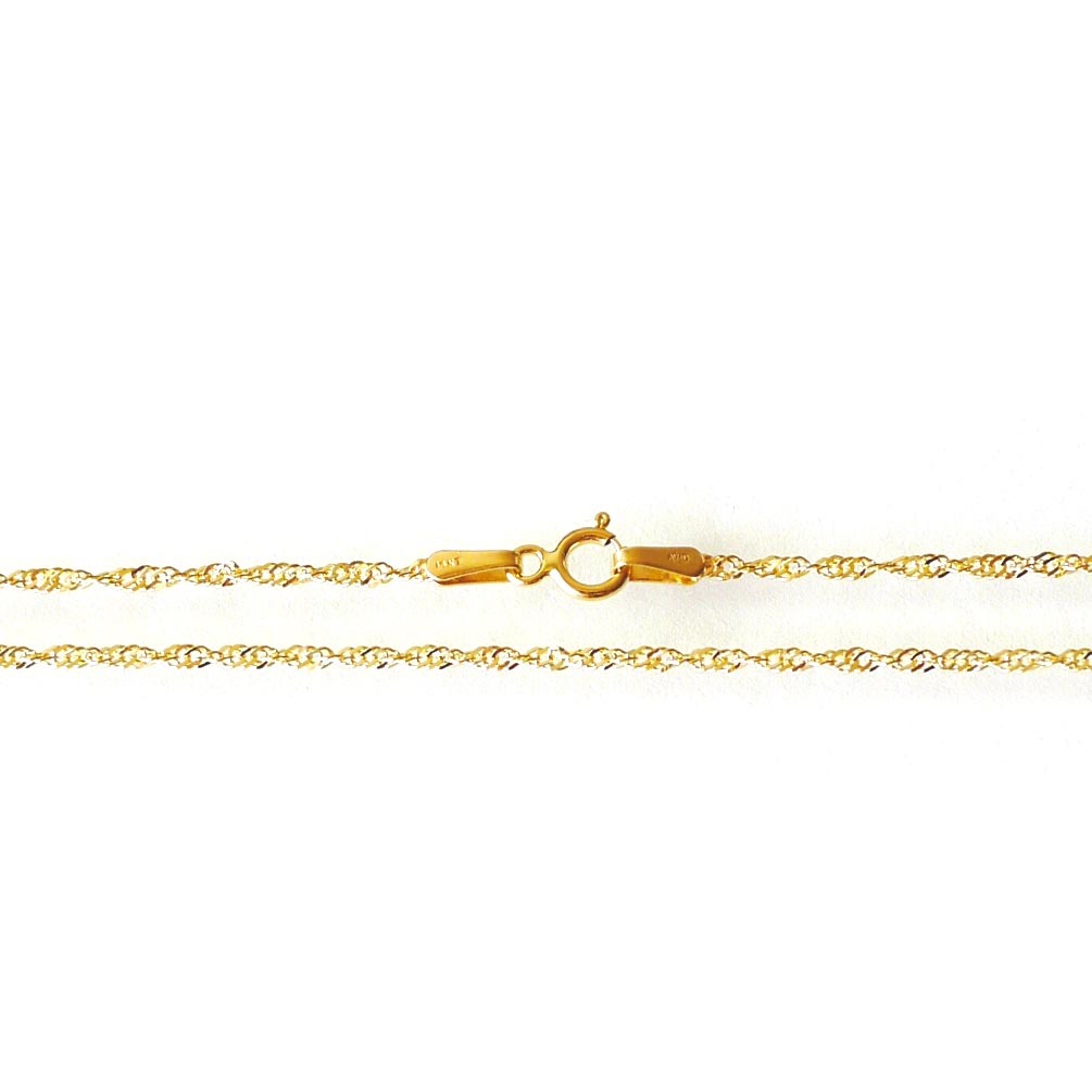 14K Solid Yellow Gold Singapore Chain 18 inches (45 cm) SN-020Y New 12