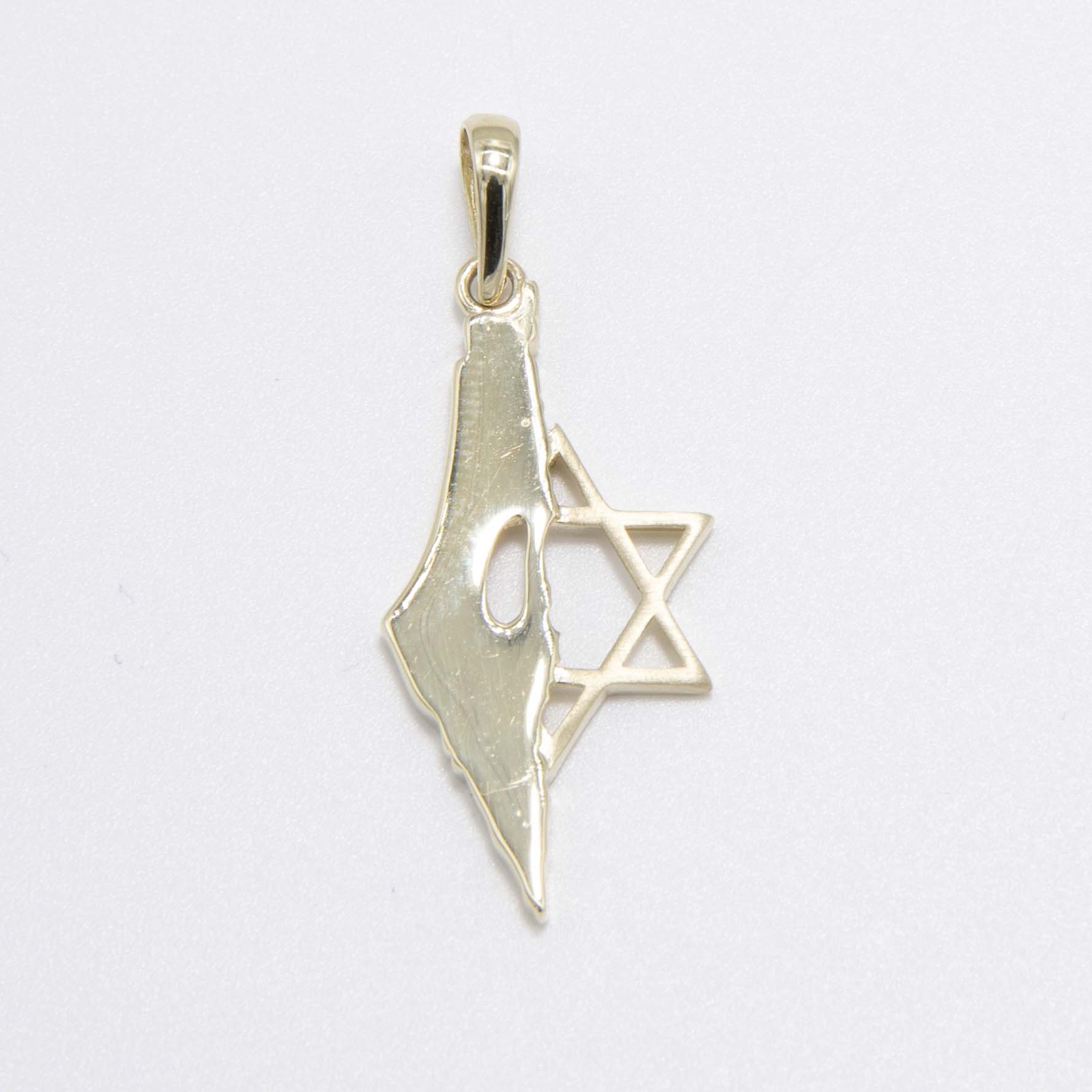 10K Yellow Gold 1 3/8″ Map of Israel with Star of David Pendant